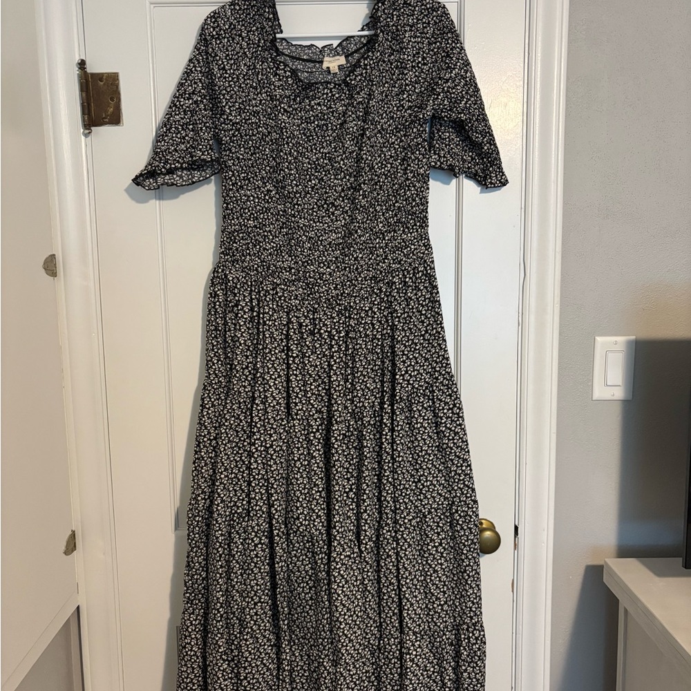 Floral Black and White Maxi Dress